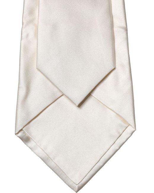 Dolce & Gabbana White Solid Silk Adjustable 'Sd Neckwomen's Tie
