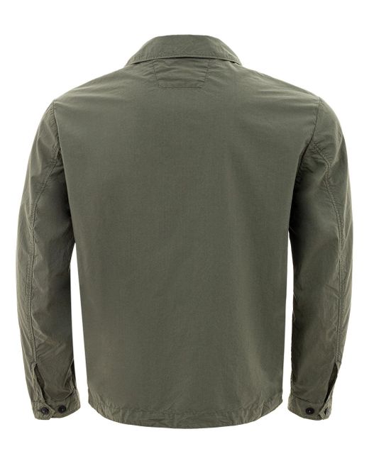 C P Company Green Buttons Poplin Overshirt for men