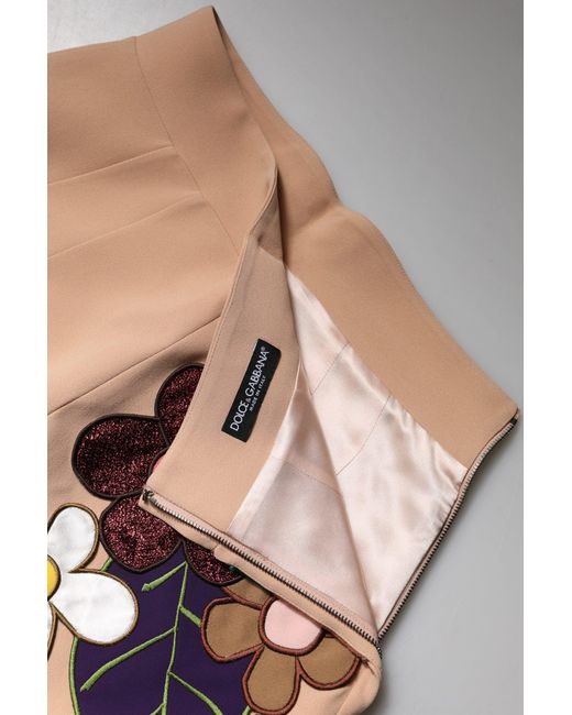 Dolce & Gabbana Black Beige Floral High Waist Pencil Cut Skirt for men