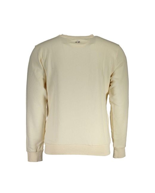 La Martina White Cotton Sweater for men