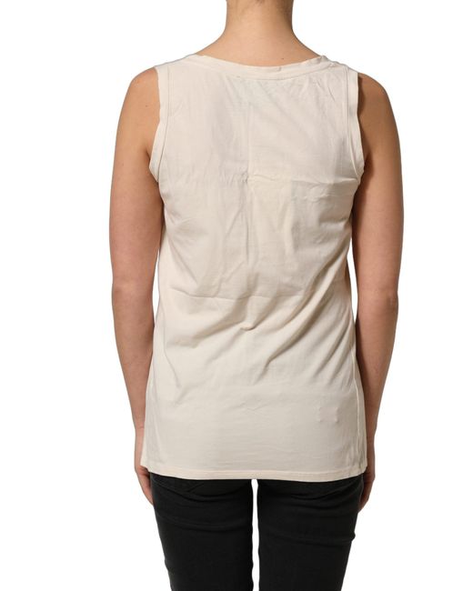 Aniye By Natural Beige Viscose Sleeveless Round Neck Tank Top