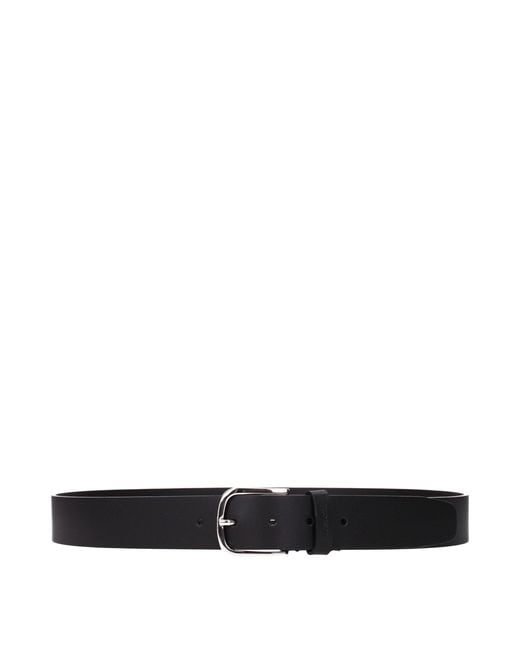 Testoni Black Leather Regular Belt for men