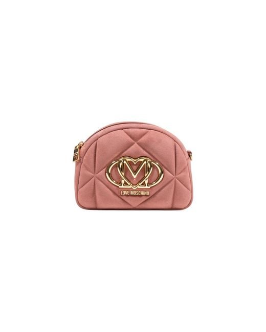 Love Moschino Pink Suede Leather Handbag