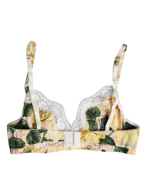 Dolce & Gabbana Metallic Multicolor Floral Print Non Wire Bra Underwear