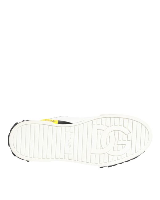 Dolce & Gabbana Yellow Multicolor Leather Graffiti Low Top Sneakers Shoes for men