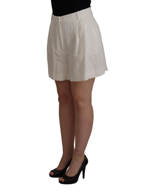 Dolce & Gabbana White High Waist Culotte Cotton Shorts