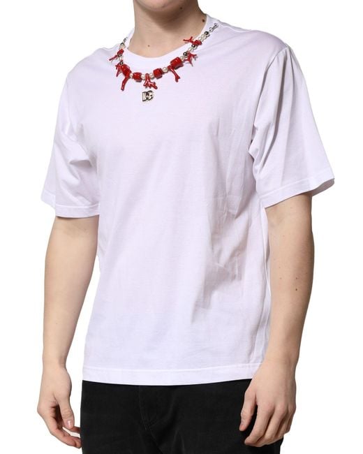 Dolce & Gabbana White Short Sleeve Crew Neck Tshirt for men