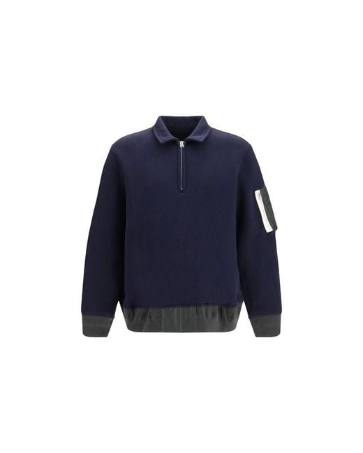 Sacai Blue Cotton Polo Shirt for men