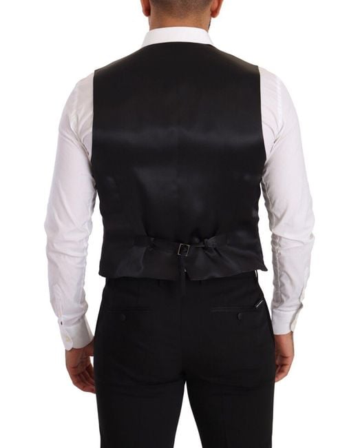 Dolce & Gabbana Black Elegant Silk Dress Vest for men