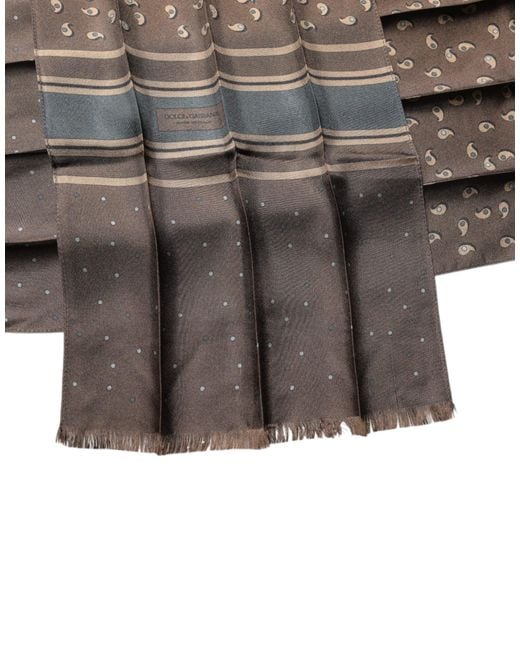 Dolce & Gabbana Brown Fantasy Silk Neck Wrap Shawl Scarf for men