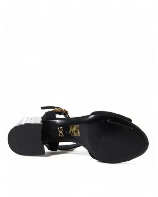 Dolce & Gabbana Black Crystals Ankle Strap Sandals Shoes