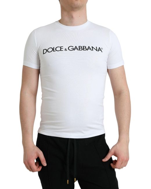 Dolce & Gabbana White Elegant Logo Crewneck Tee for men