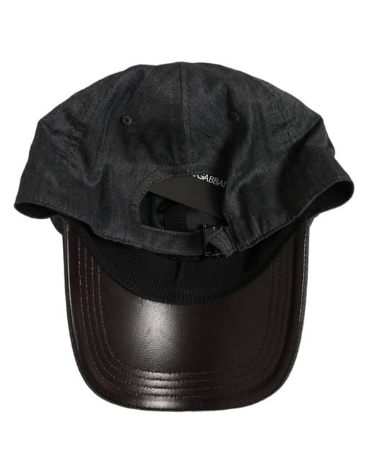 Dolce & Gabbana Black Men Dark Gray Herringbone Baseball Cap Hat for men