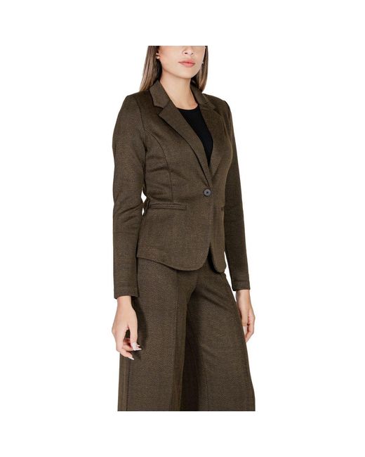 Ichi Brown Green Polyester Suits & Blazer