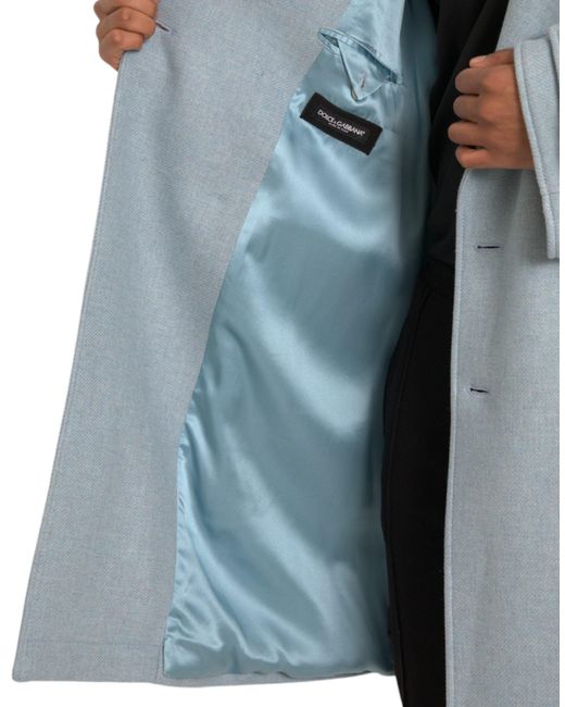 Dolce & Gabbana Blue Double Breasted Trench Coat Jacket for men