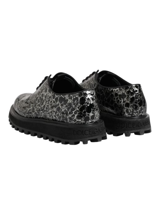 Dolce & Gabbana Black Patterned Leather Oxfords for men