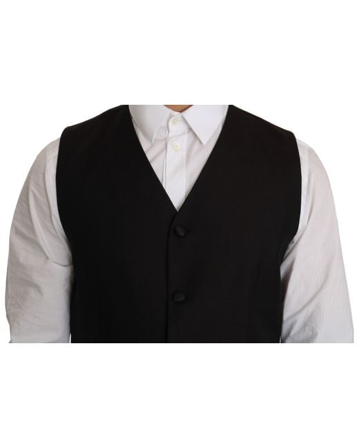 Dolce & Gabbana Black Elegant Silk Blend Formal Vest for men