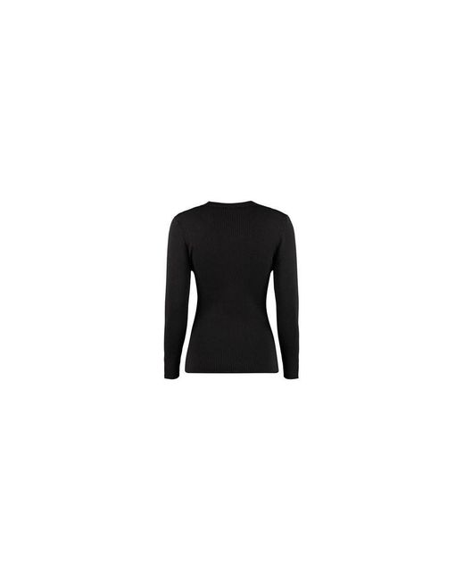 MSGM Black Cotton Wool Polyamide Sweatshirt