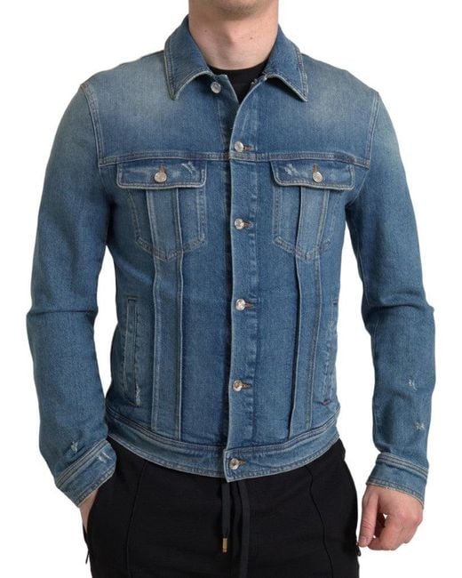 Dolce & Gabbana Blue Washed Cotton Stretch Denimjacket for men