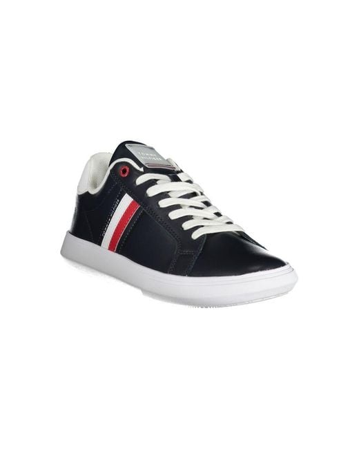Tommy Hilfiger Blue Leather Trainers Fm0Fm03774 for men