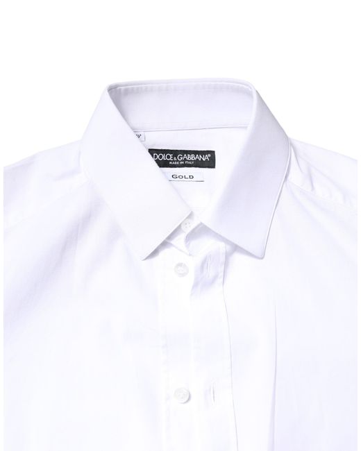 Dolce & Gabbana White Cotton Long Sleeves Dress Shirt for men