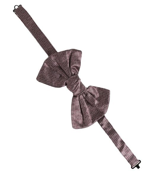 Dolce & Gabbana Brown Men Maroon 100% Silk Adjustable Neck Papillon Bow Tie for men