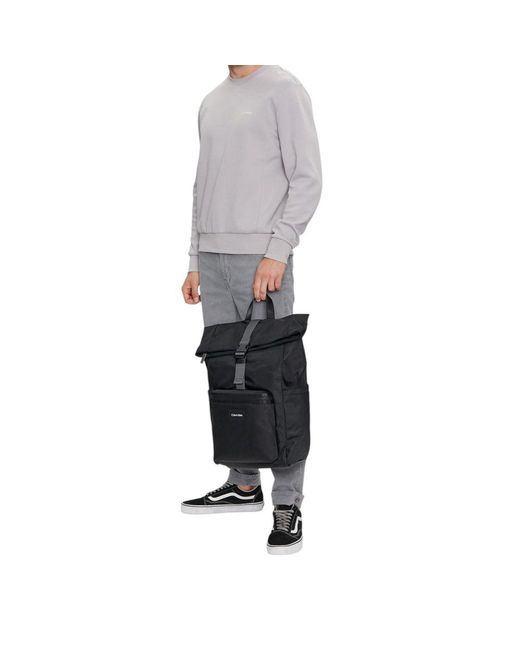 Calvin Klein Black Recycled Polyester Backpack for men