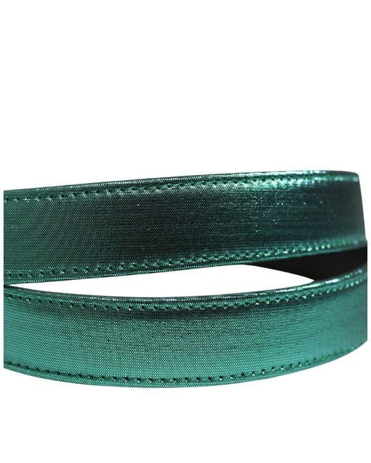 Dolce & Gabbana Green Lurex Polyester Metal Buckle Belt Calf for men
