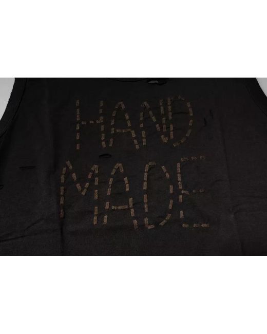 Dolce & Gabbana Black Handmade Distressed Tank Top for men