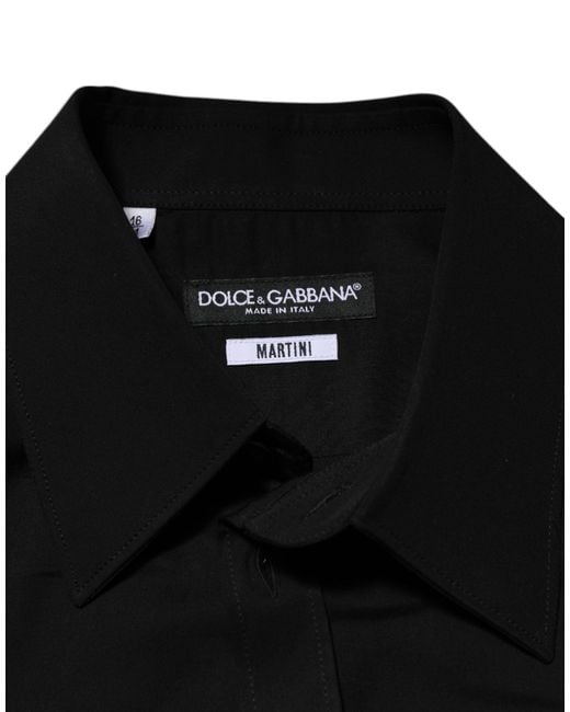 Dolce & Gabbana Black Viscose Long Sleeve Formal Dress Shirt for men