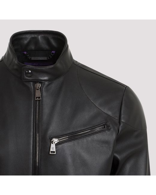 Ralph Lauren Purple Label Black Randall Lined Leather Jacket for men