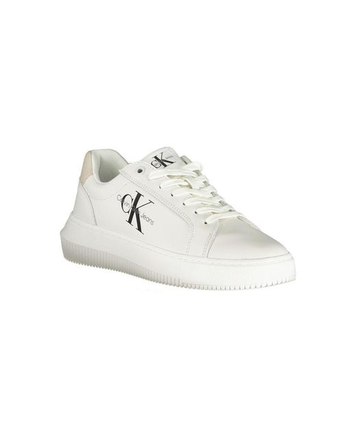 Calvin Klein White Chic Lace-Up Sneakers With Contrast Details