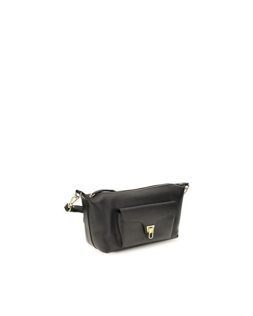 Coccinelle Gray Black Calf Leather Bos Taurus Shoulder Bag