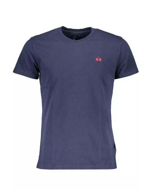 La Martina Blue Cotton T-shirt for men