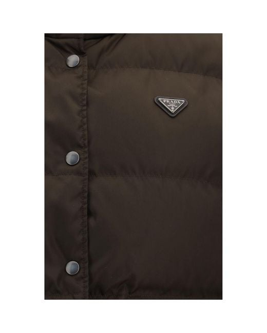 Prada Black Brown Goose Down Sleeveless Jacket