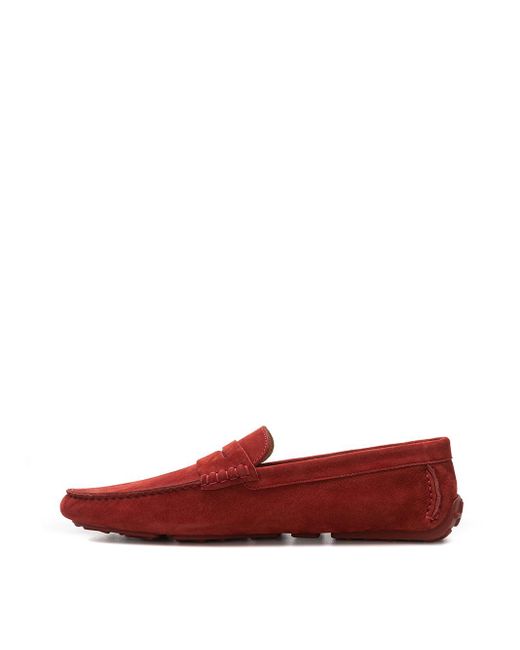 Bally Red Bordeaux Penny Loafer In Suede for men