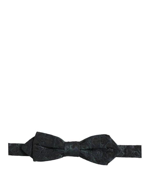 Dolce & Gabbana Men Black Green Paisley Adjustable Neck Papillon Bow Tie for men