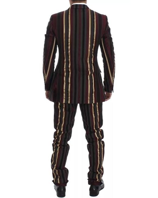 Dolce & Gabbana Black Multicolor Striped Runway 3 Piece Slim Fit Vest Suit for men