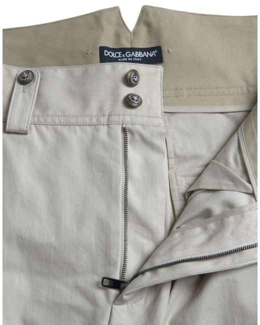 Dolce & Gabbana Gray Cotton High Waist Tapered Pants