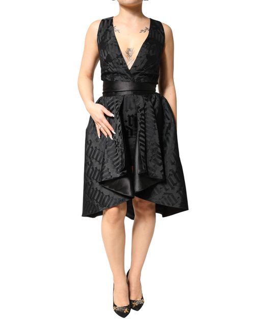 John Richmond Black Jacquard Deep V