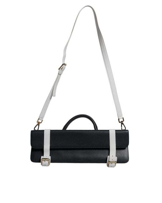 Dolce & Gabbana Black Blue White Calfskin Leather Crossbody Shoulder Bag for men