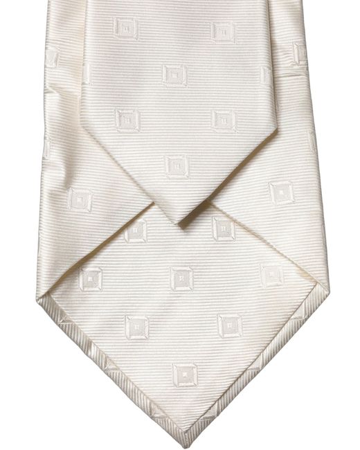 Dolce & Gabbana White Off Geometric Silk Adjustable Neckwomen's Tie