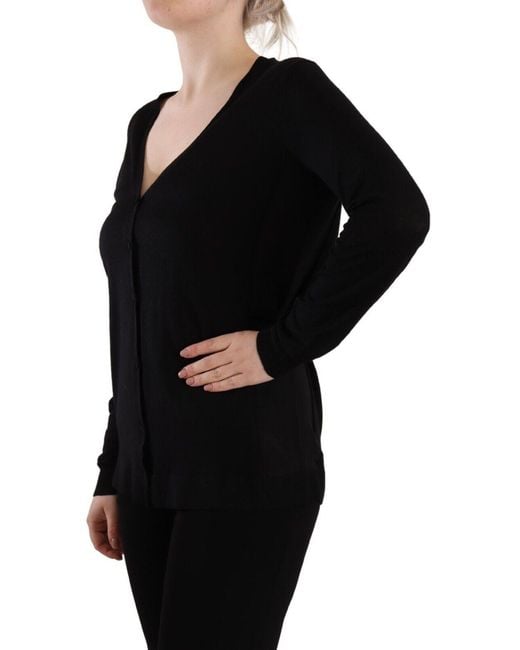 Dolce & Gabbana Black Elegant V-Neck Wool Pullover