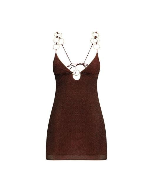 Oseree Brown Polyamide Casual Dress