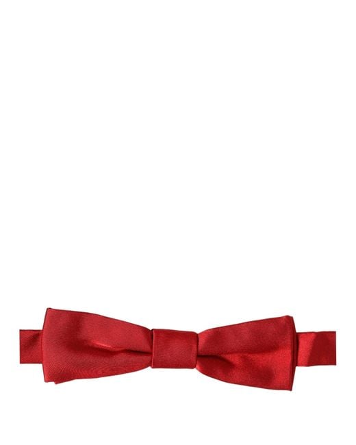 Dolce & Gabbana Men Red 100% Silk Adjustable Neck Papillon Bow Tie for men