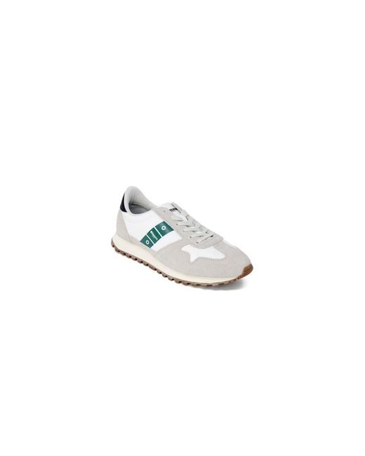 Blauer White Gray Leather Athletic Sneakers for men