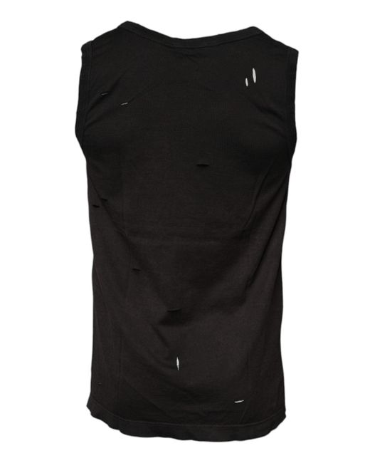 Dolce & Gabbana Black Handmade Distressed Tank Top for men