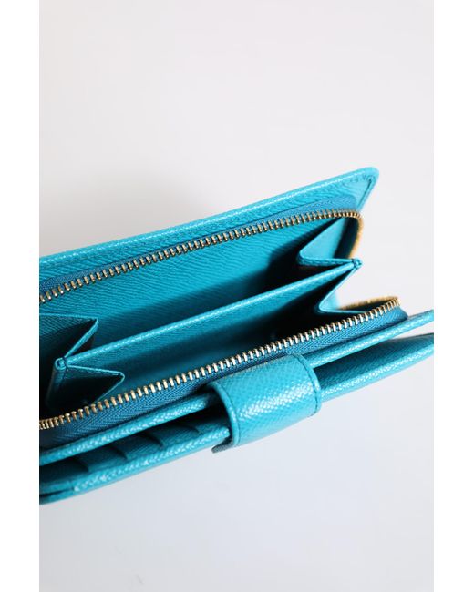 Dolce & Gabbana Blue Leather Bifold Continental Clutch Wallet for men