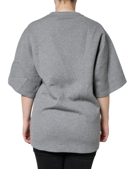 Dolce & Gabbana Gray Cotton Blend Embellished Tee T-Shirt