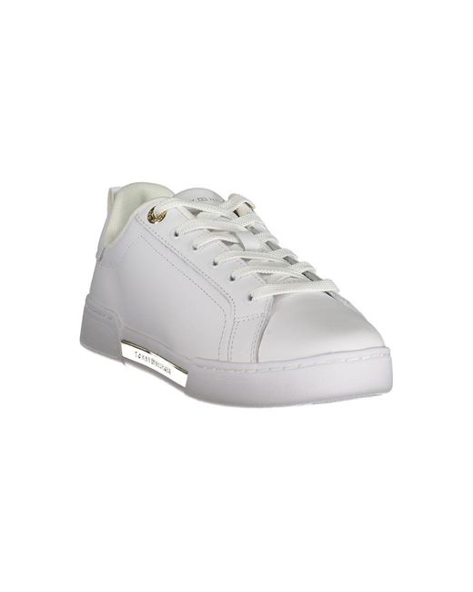 Tommy Hilfiger White Chic Lace-Up Sneakers With Contrast Detail